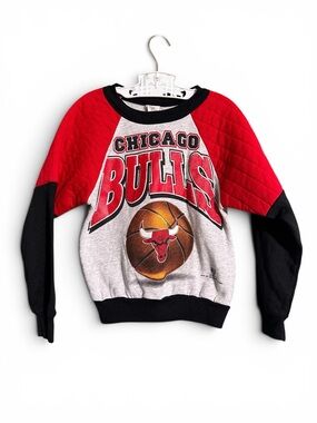 Vintage 90s  Chicago Bulls Kids Sweatshirt Big Logo Graphic Size 8 Half Padded
